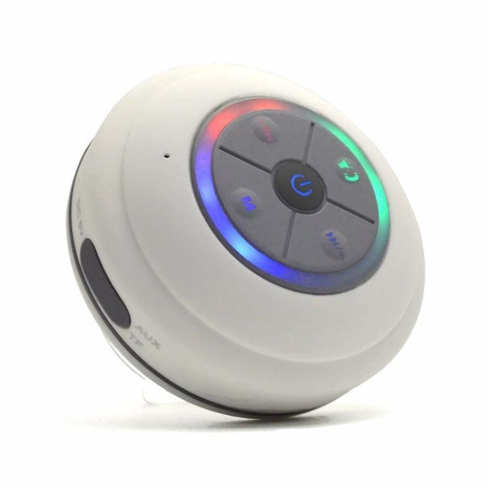 LED Bluetooth Portable Speaker with Suction Cup for Shower and Travel Black