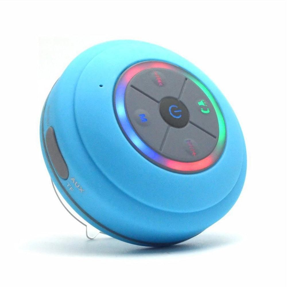 LED Bluetooth Portable Speaker with Suction Cup for Shower and Travel Black