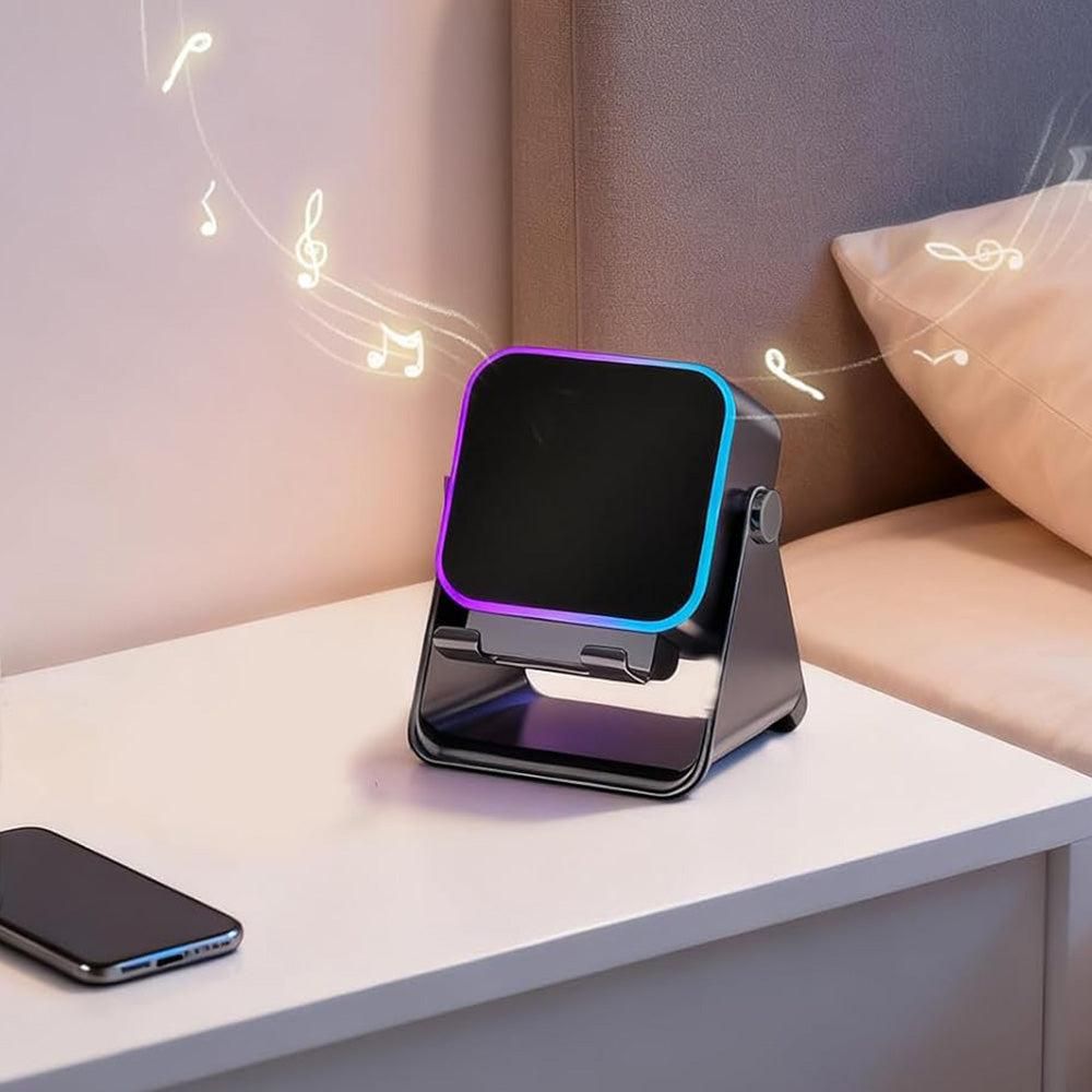 Bluetooth Speaker Phone Stand with Rotating Holder and Induction Playback Black