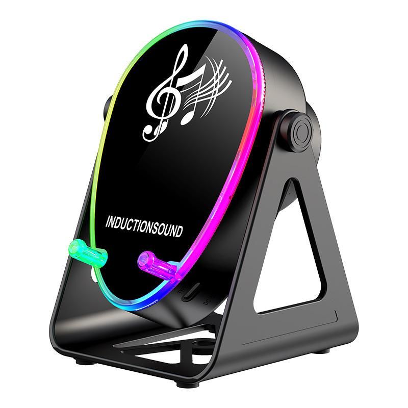 Bluetooth Speaker Phone Stand with Rotating Holder and Induction Playback Black