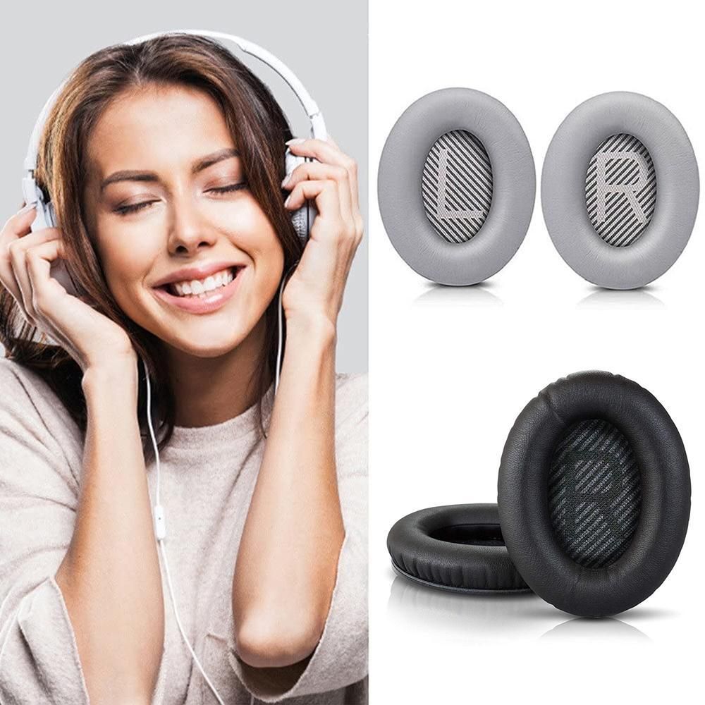 Pair of Replacement Ear Pads Cushions for Bose QC35 QC35ll Over-Ear Headphones - Black