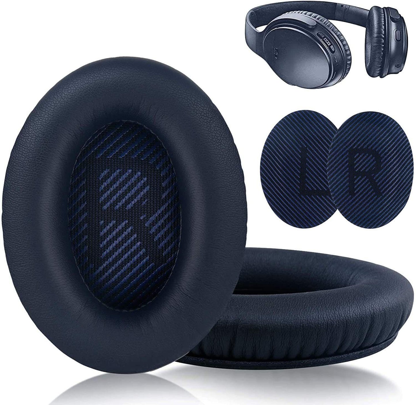 Pair of Replacement Ear Pads Cushions for Bose QC35 QC35ll Over-Ear Headphones - Black