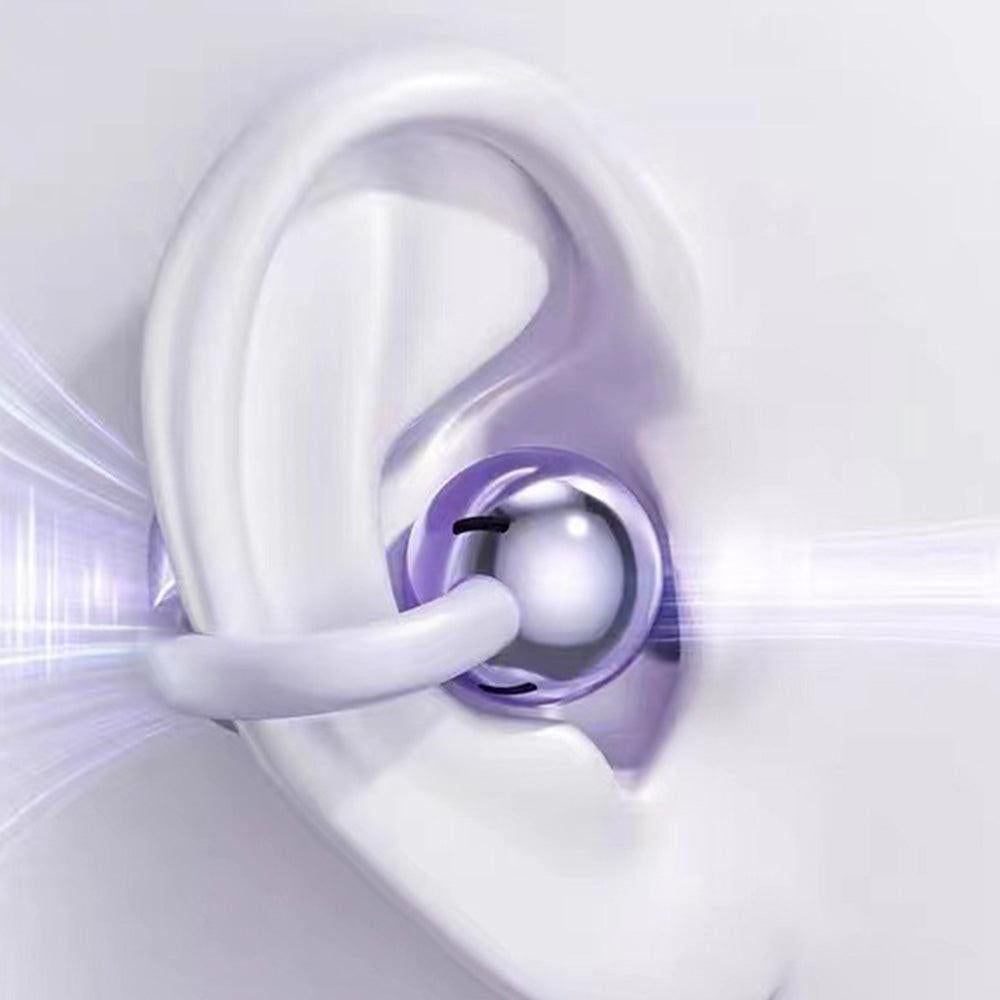 Bluetooth Clip-on Earbuds Wireless Open Ear Earbuds for Sports Workout Purple