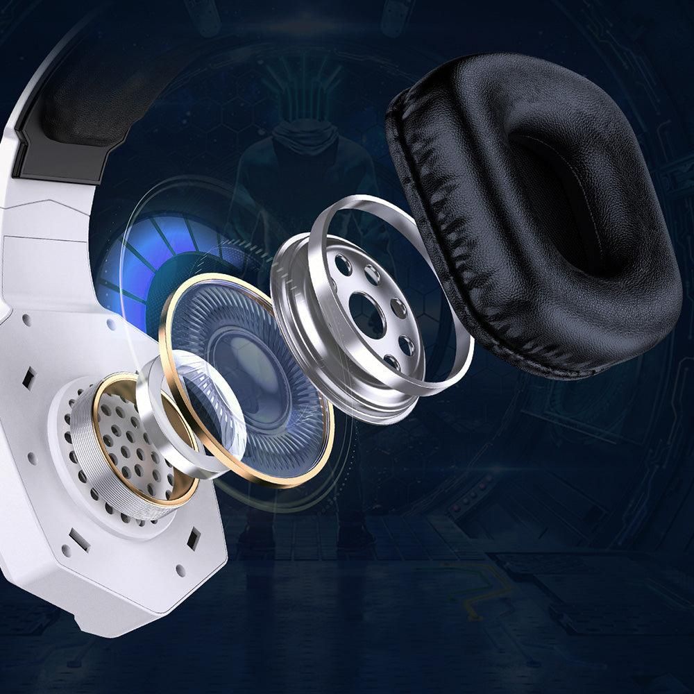 2.4GHz Wireless Gaming Headset with Flip Mic for PC White