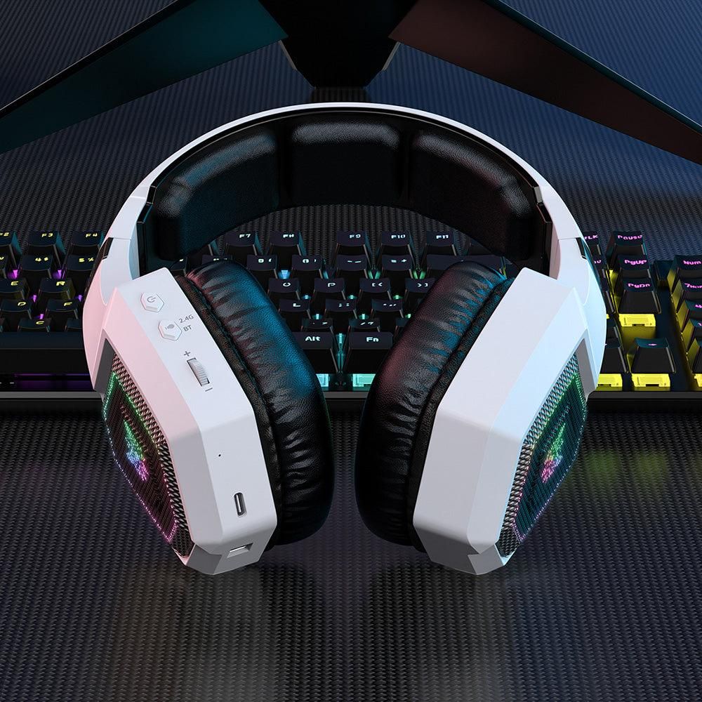 2.4GHz Wireless Gaming Headset with Flip Mic for PC White