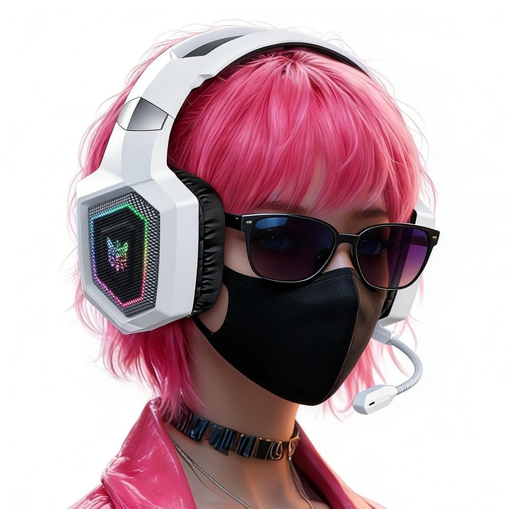 2.4GHz Wireless Gaming Headset with Flip Mic for PC White