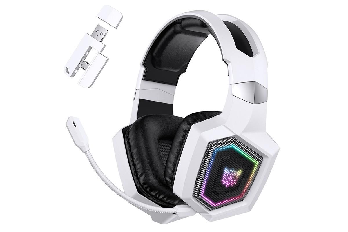2.4GHz Wireless Gaming Headset with Flip Mic for PC White