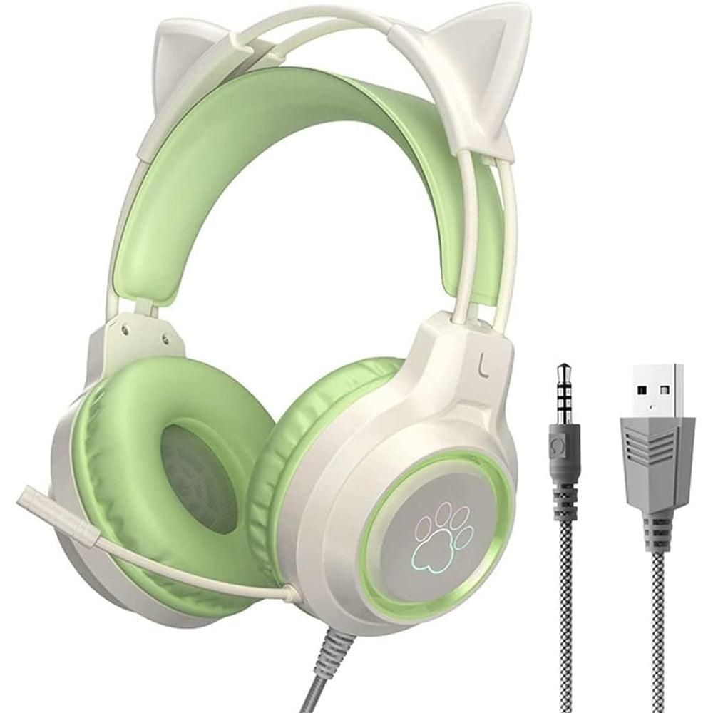 RGB Lighting Gaming Headset Cat Ear Headphone with Microphone Pink