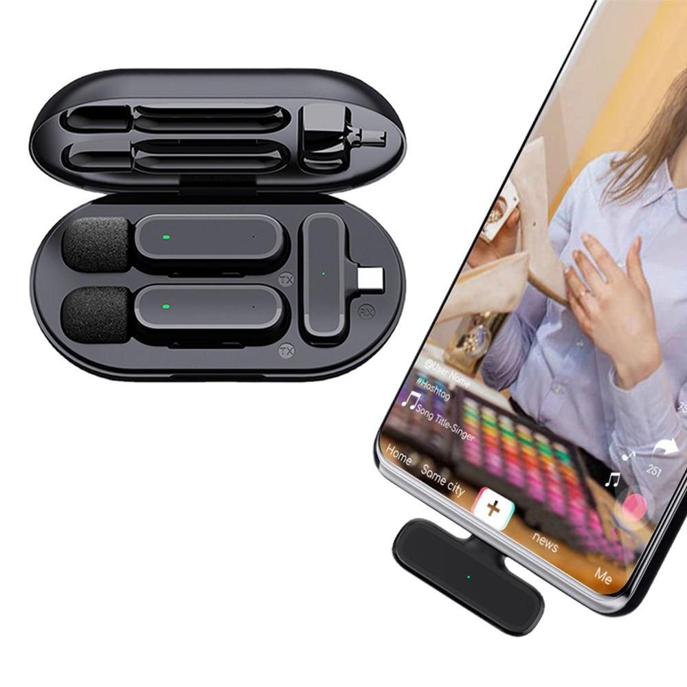 Wireless Lapel Microphone Lavalier Mics with Charging Case for Type-C Interface
