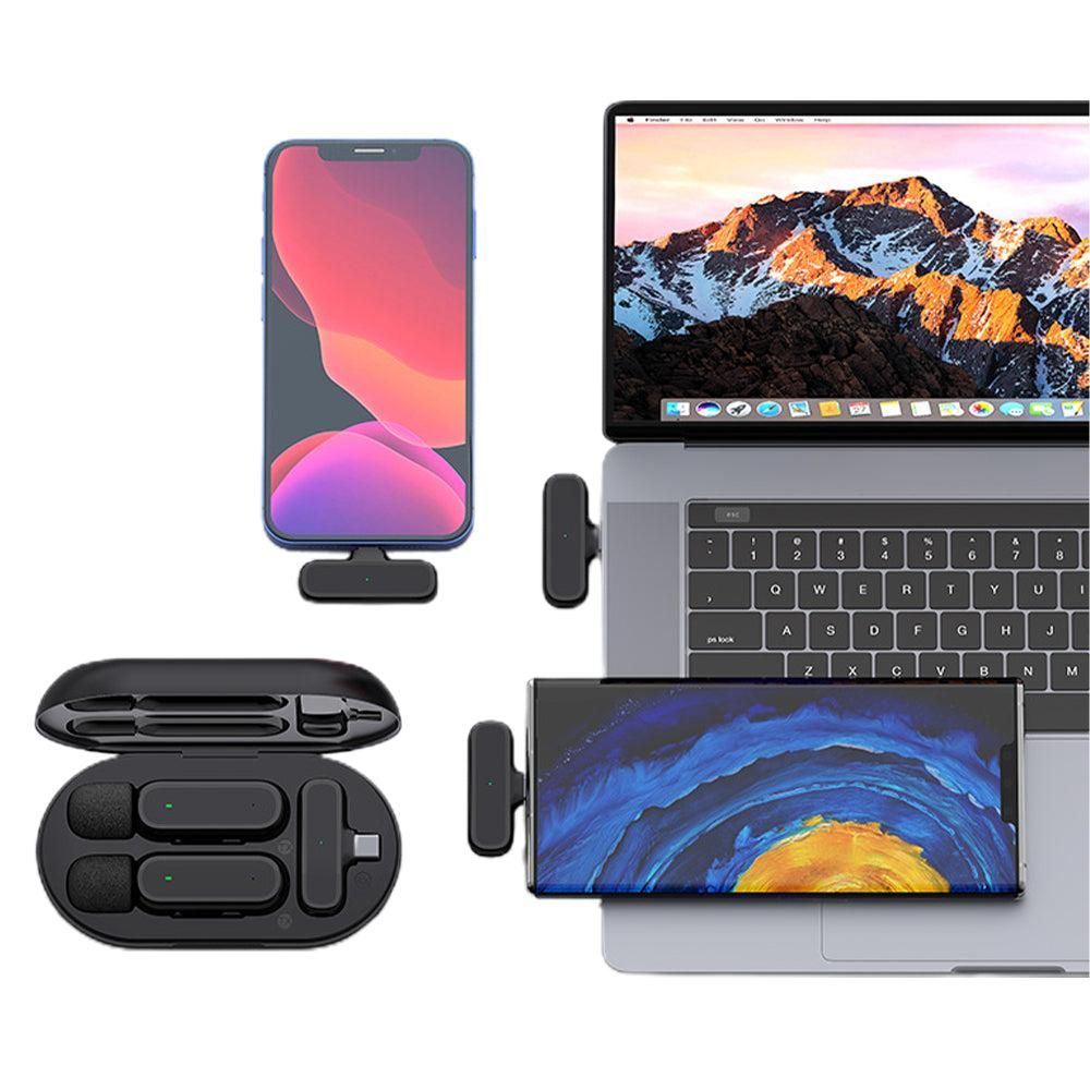 Wireless Lapel Microphone Lavalier Mics with Charging Case for Type-C Interface