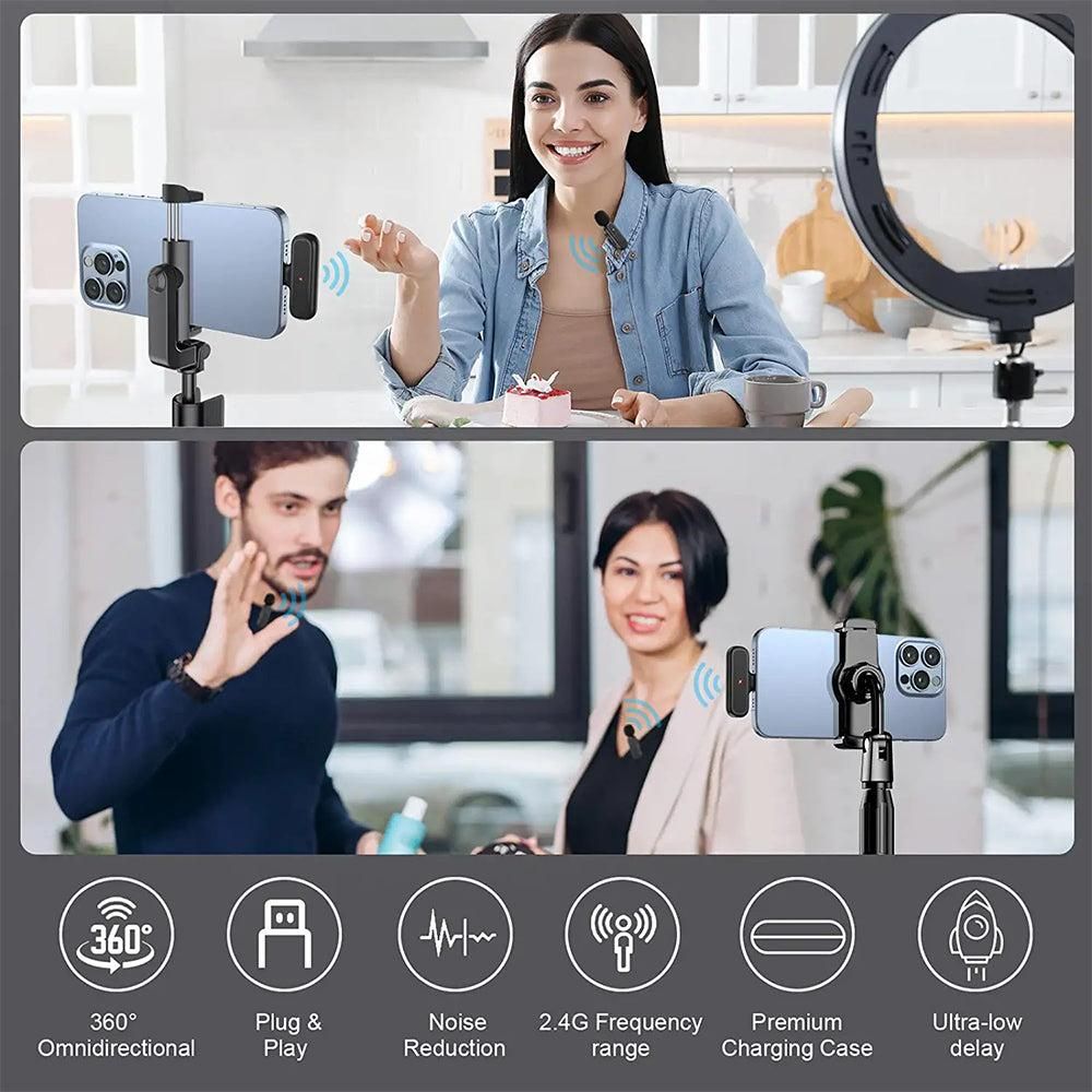 Wireless Lapel Microphone Lavalier Mics with Charging Case for Type-C Interface