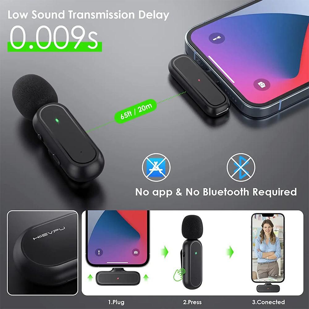 Wireless Lapel Microphone Lavalier Mics with Charging Case for Type-C Interface