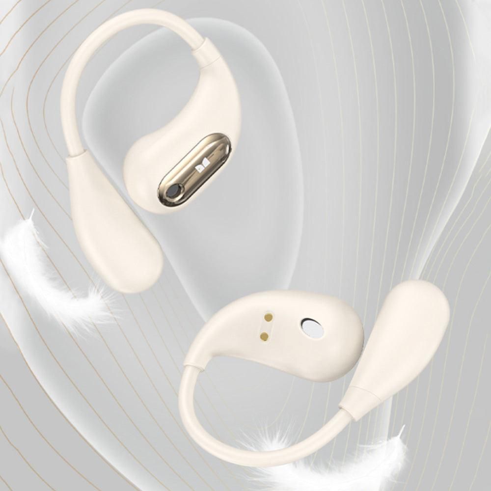 Wireless Open Ear Headphones Bluetooth 5.4 Stereo Sound Earphones with Charging Case Beige