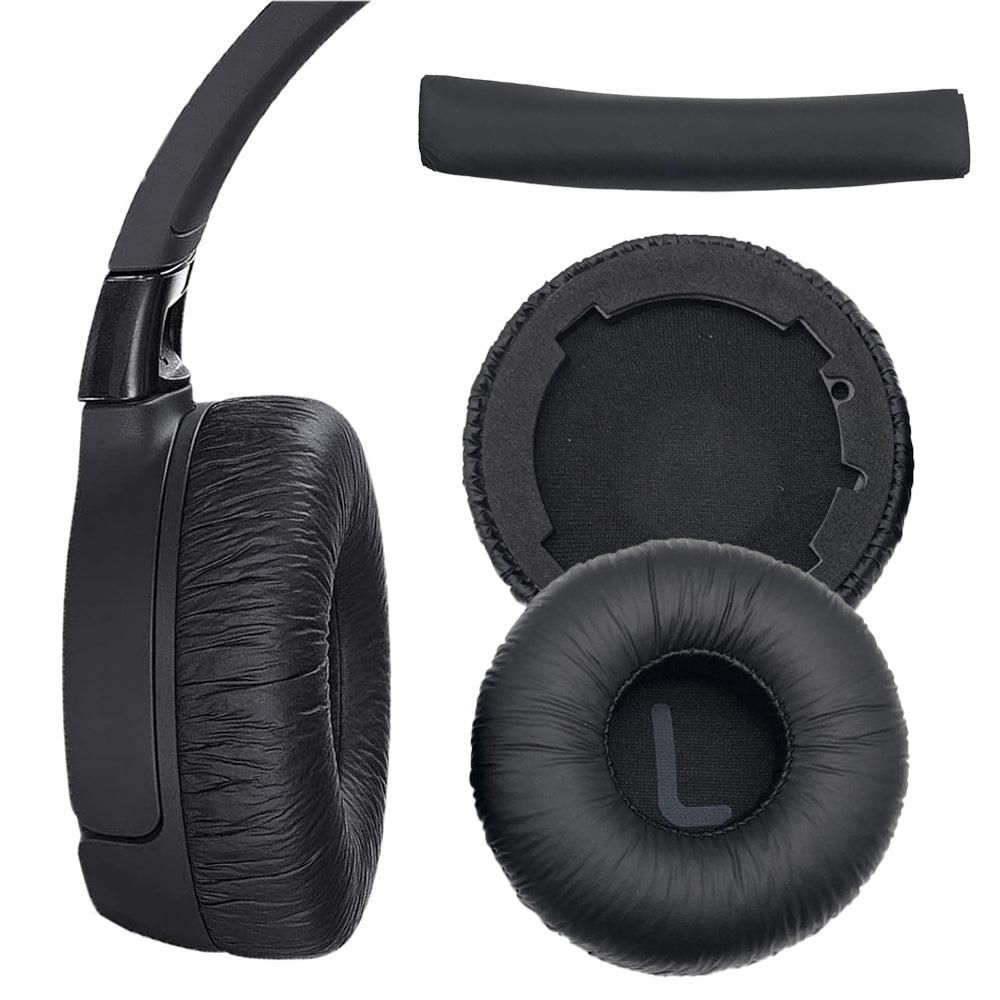 Replacement Snap-On Ear Pads Headband Set Compatible with JBL Tune 600BT / T520BT / T510BT / T500BT / T450BT Black