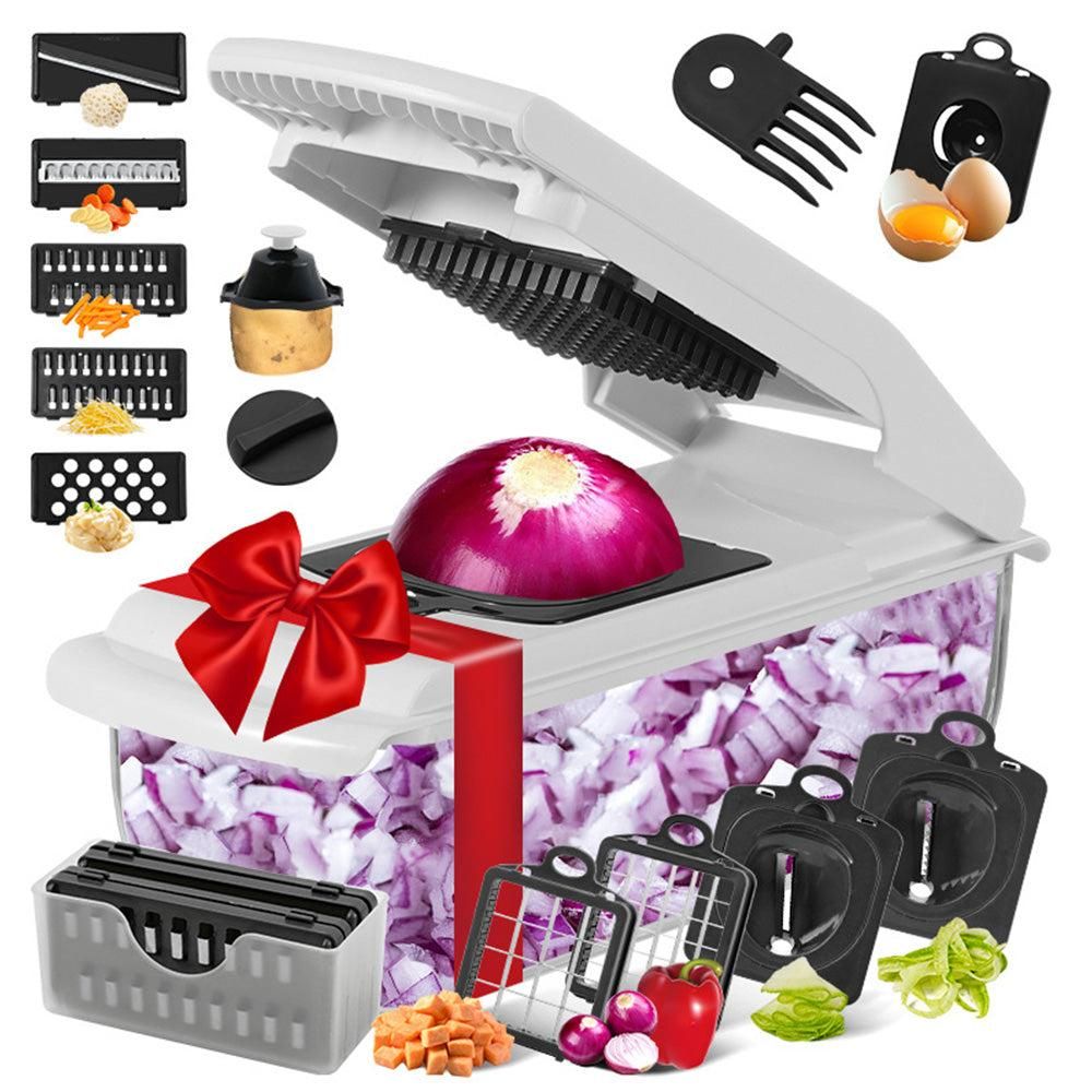 Vegetable Chopper with Container for Salad Prep White