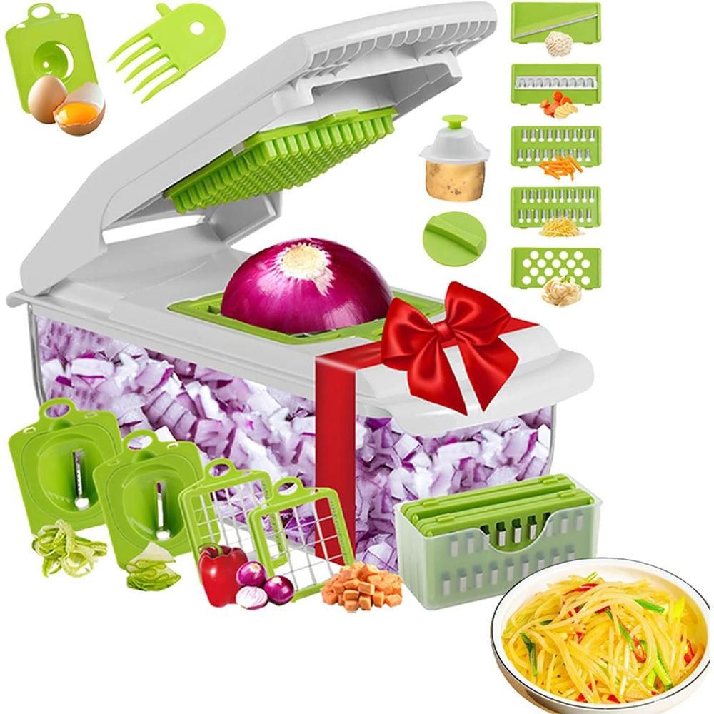 Vegetable Chopper with Container for Salad Prep White