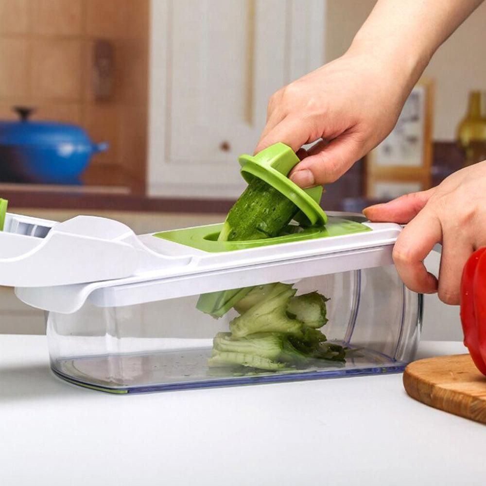 Vegetable Chopper with Container for Salad Prep Green