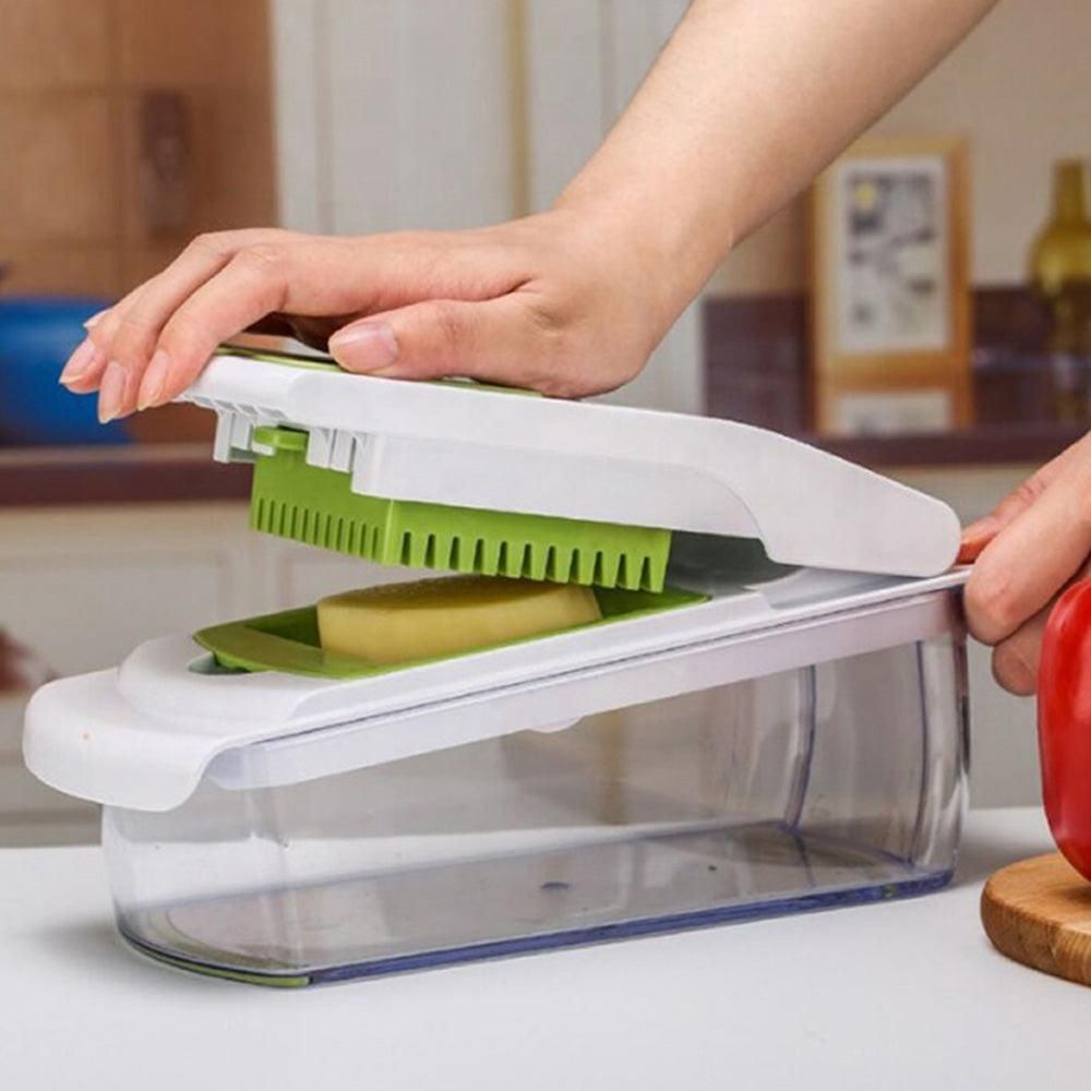 Vegetable Chopper with Container for Salad Prep Green