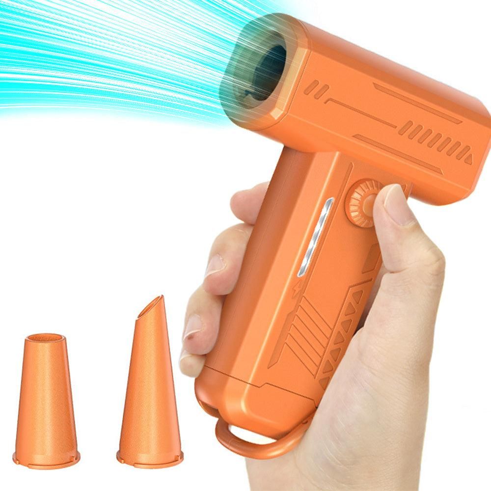 2-in-1 Electric Air Duster 130000 RPM Mini Blower with LED Light for Camping Home Car Orange