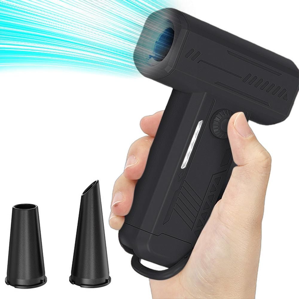 2-in-1 Electric Air Duster 130000 RPM Mini Blower with LED Light for Camping Home Car Orange
