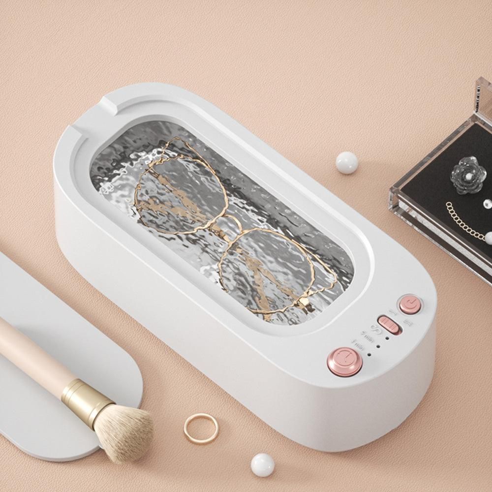 45KHz Ultrasonic Jewelry Cleaning Machine for Jewelry Eyeglasses Rings White