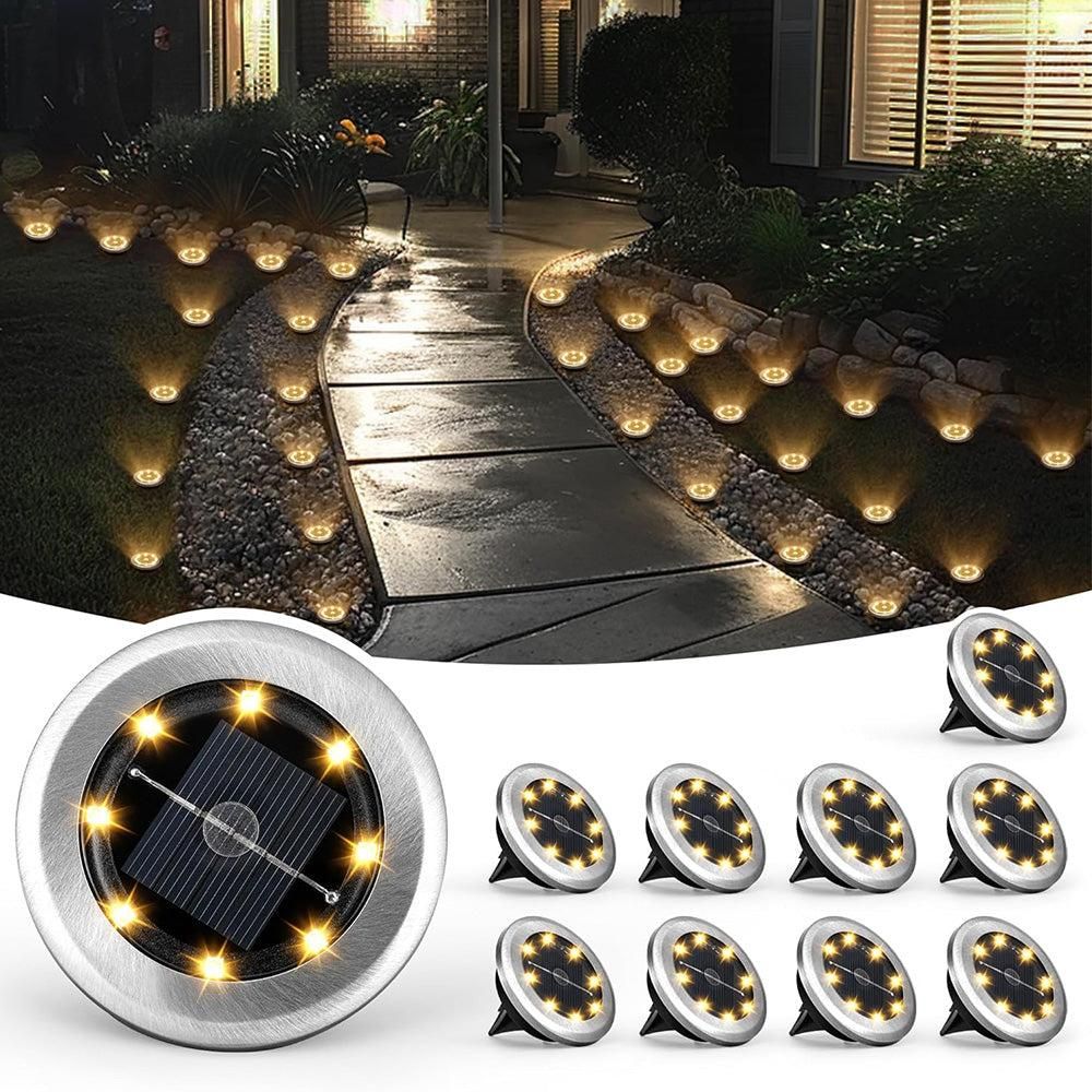 10Pcs Mini Solar Ground Lights Outdoor Pathway Decorative Lights for Yard Garden Decor White Light