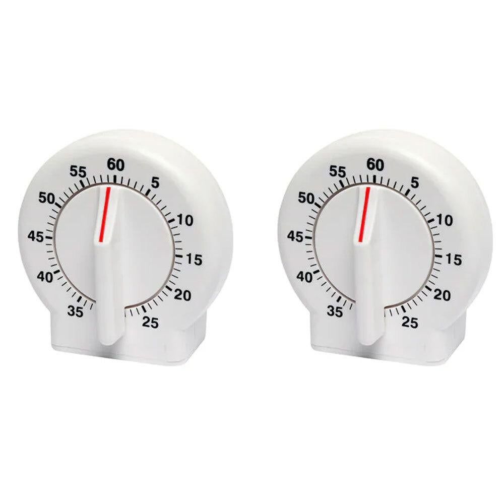 60-Minute Mechanical Kitchen Timer Visual Countdown Timer for Kitchen Cooking Study White