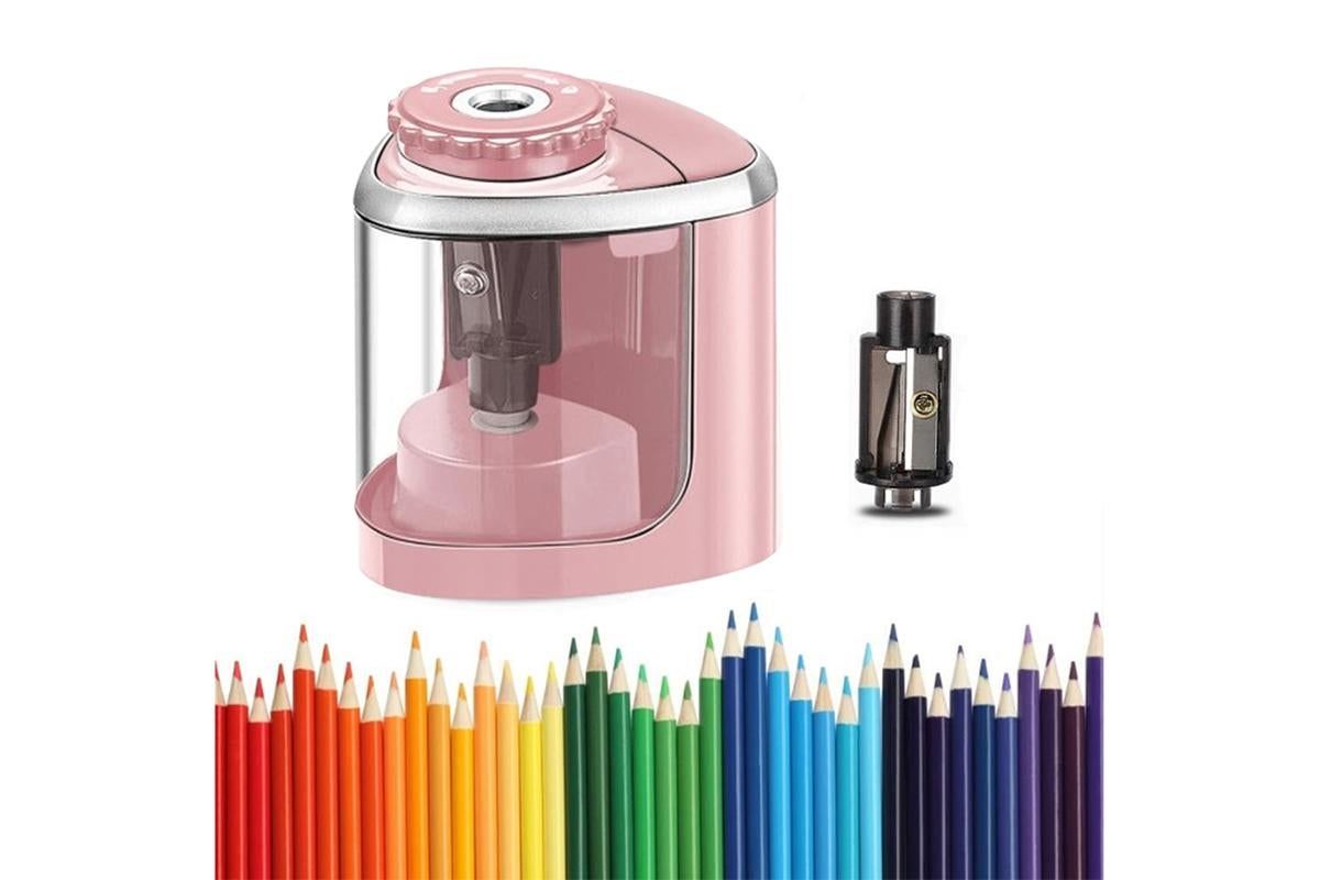 Electric Pencil Sharpener Automatic Fast Sharpener Battery Operated Pink