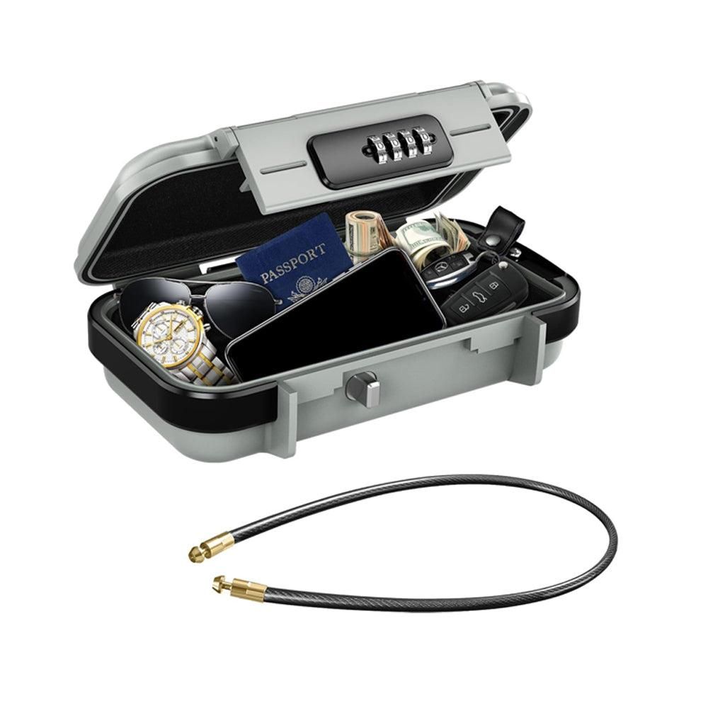 Portable Safe Box Combination Code Security Case LockBox with Removable Chain Blue