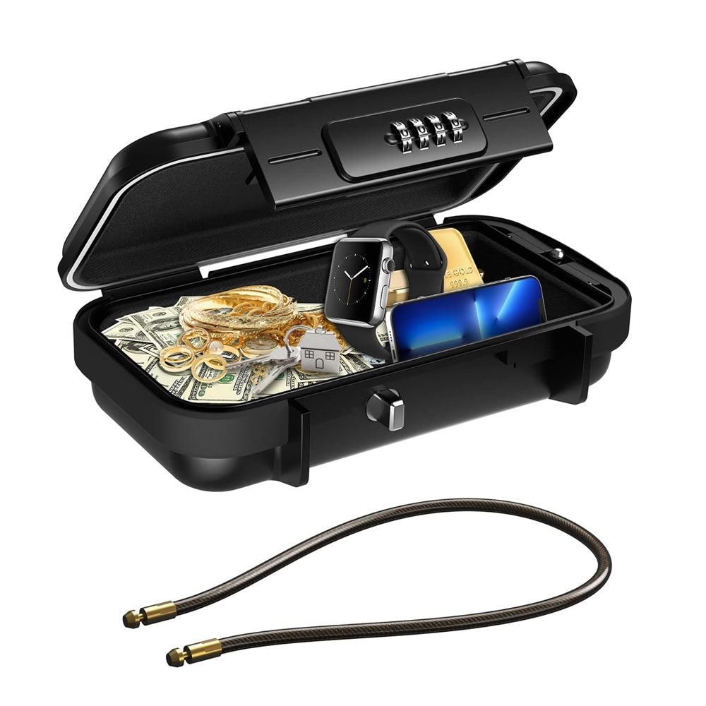 Portable Safe Box Combination Code Security Case LockBox with Removable Chain Gray