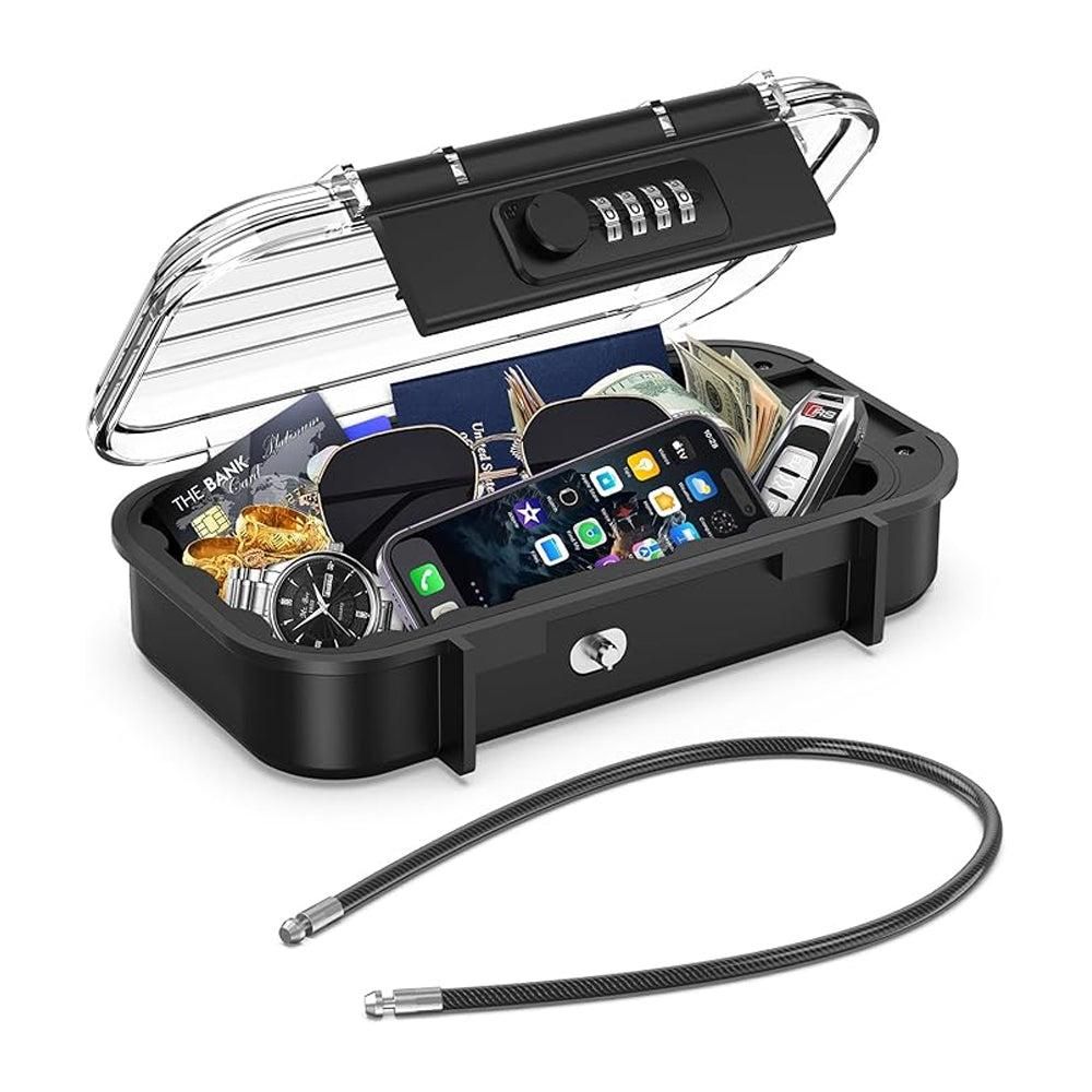 Portable Safe Box Combination Code Security Case LockBox with Removable Chain Gray