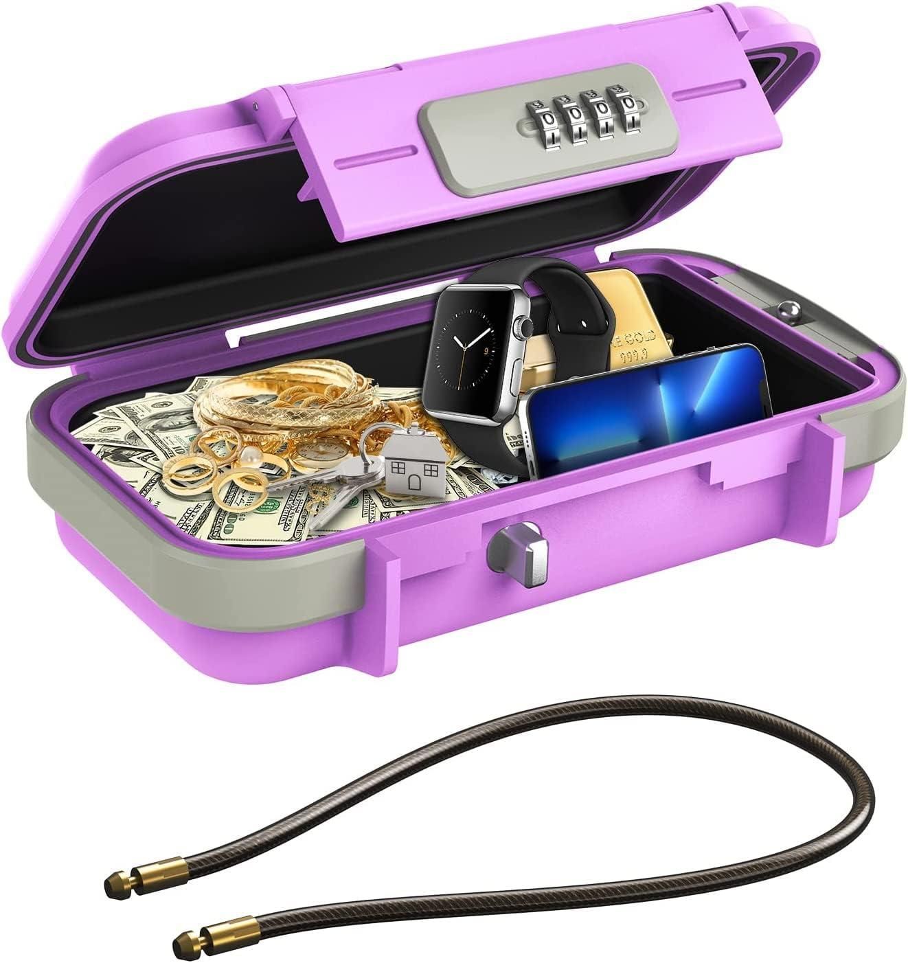 Portable Safe Box Combination Code Security Case LockBox with Removable Chain Gray