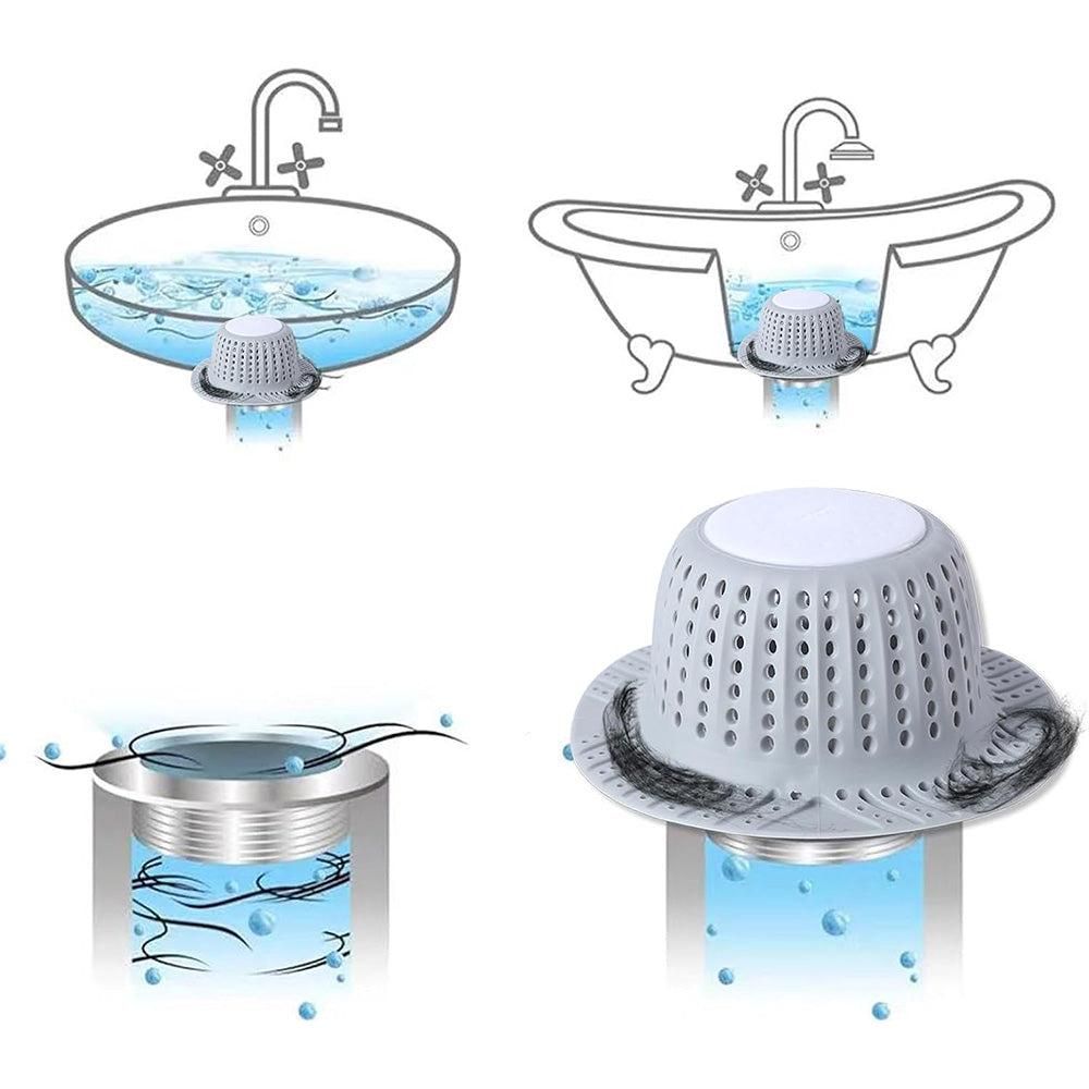 Silicone Bathtub Hair Catcher for Pop-Up and Standard Shower Drains