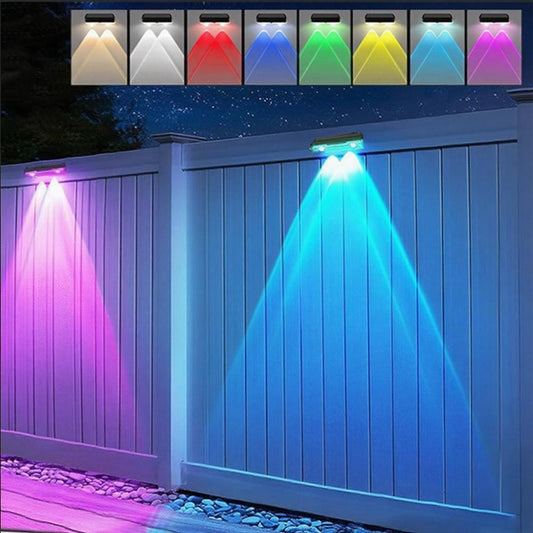 Outdoor Solar Wall Washer Light RGB Fence Lighting for Garden Deck