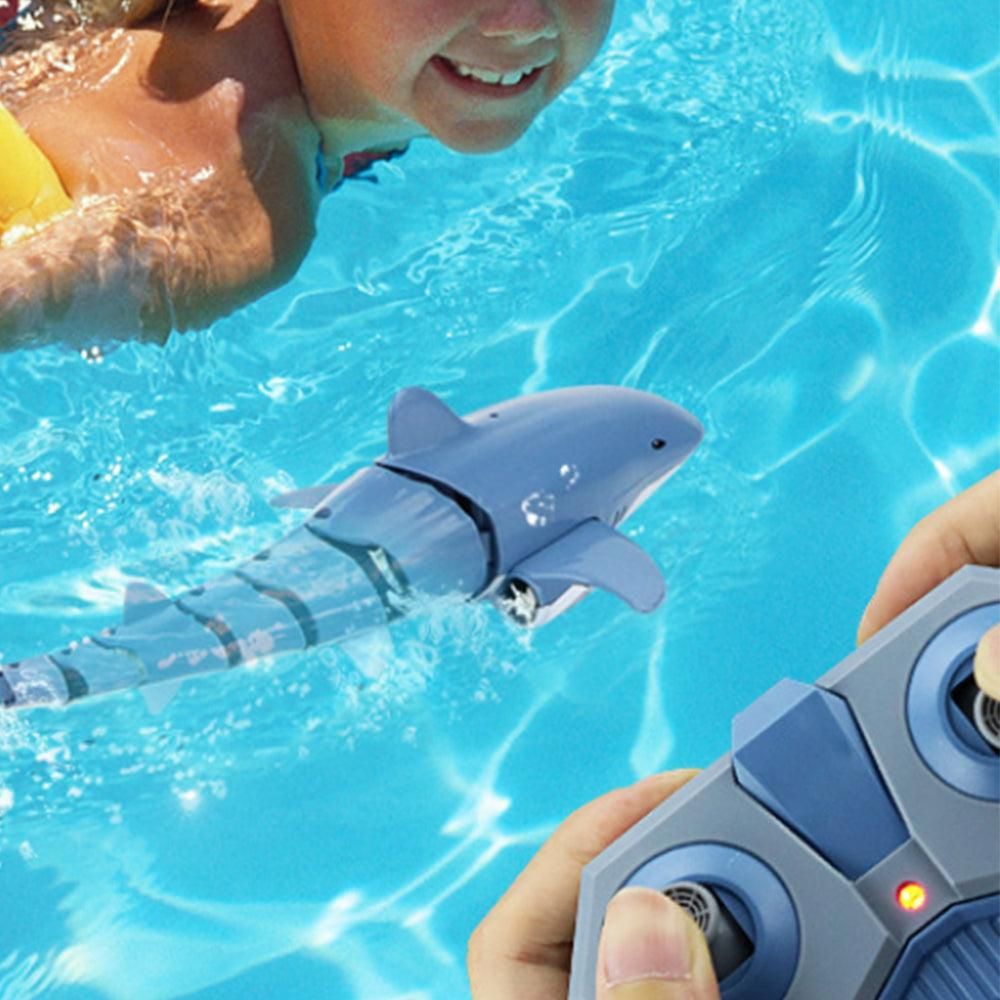 2.4G Remote Control Shark Toy RC Simulation Shark for Swimming Pool Blue