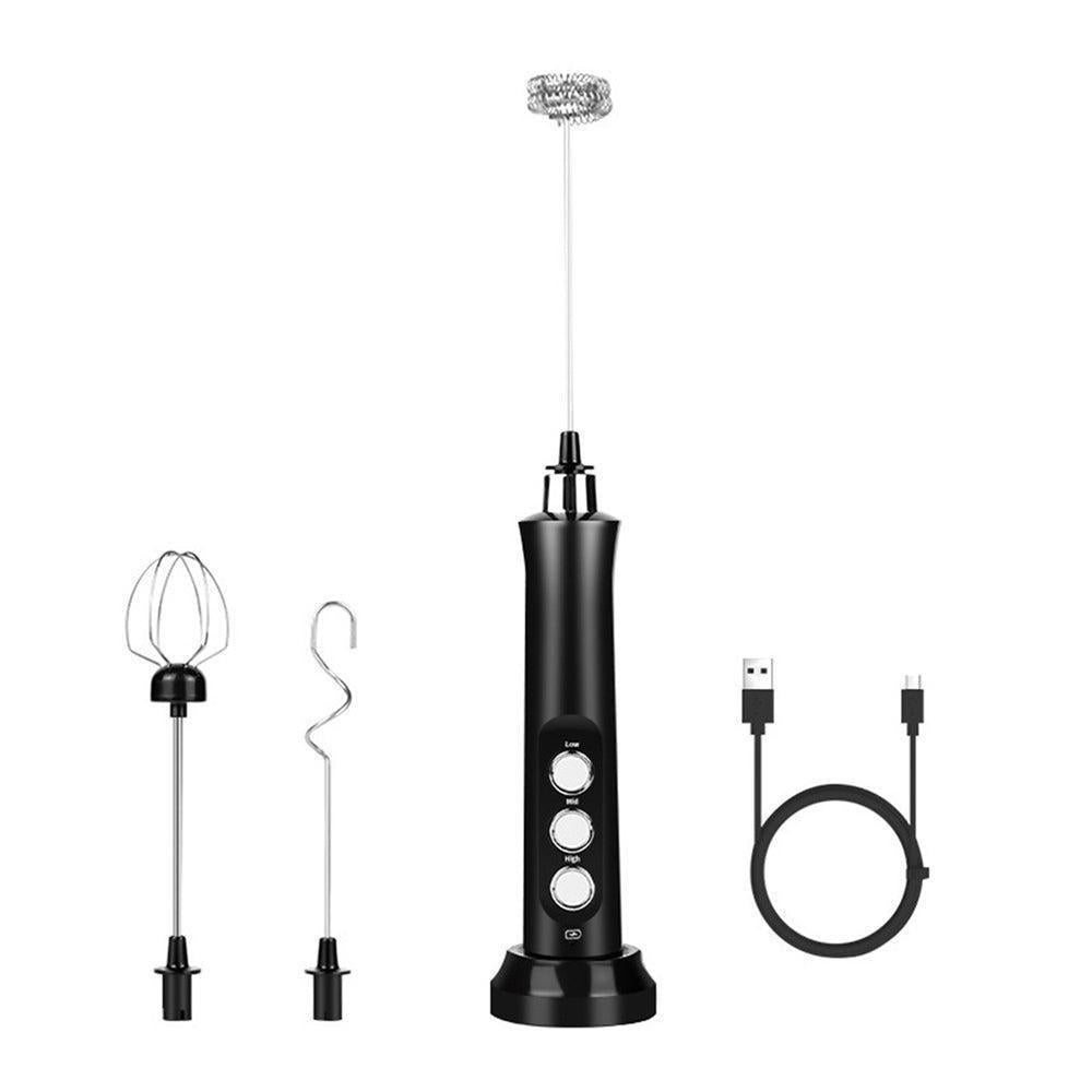 Handheld Electric Milk Frother - USB Rechargeable - Black
