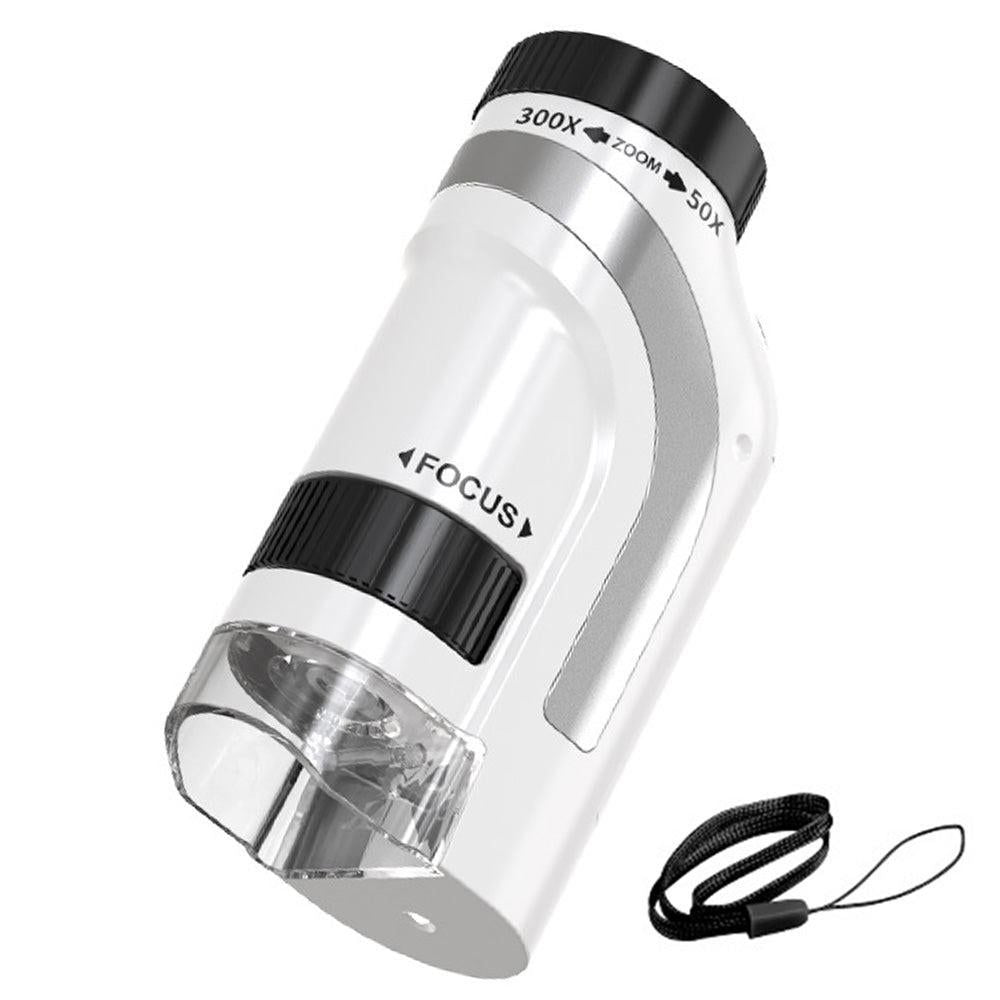50X-300X Handheld Microscope with LED Lights Portable Pocket Zoom Gold