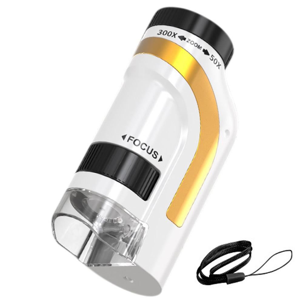 50X-300X Handheld Microscope with LED Lights Portable Pocket Zoom Silver