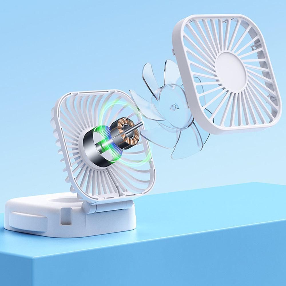 Mini Foldable Neck Hanging Fan Portable USB Rechargeable Personal Cooler White