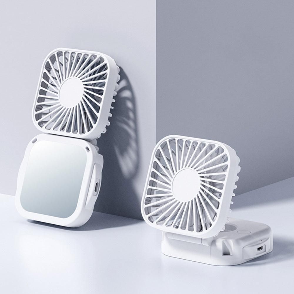 Mini Foldable Neck Hanging Fan Portable USB Rechargeable Personal Cooler White