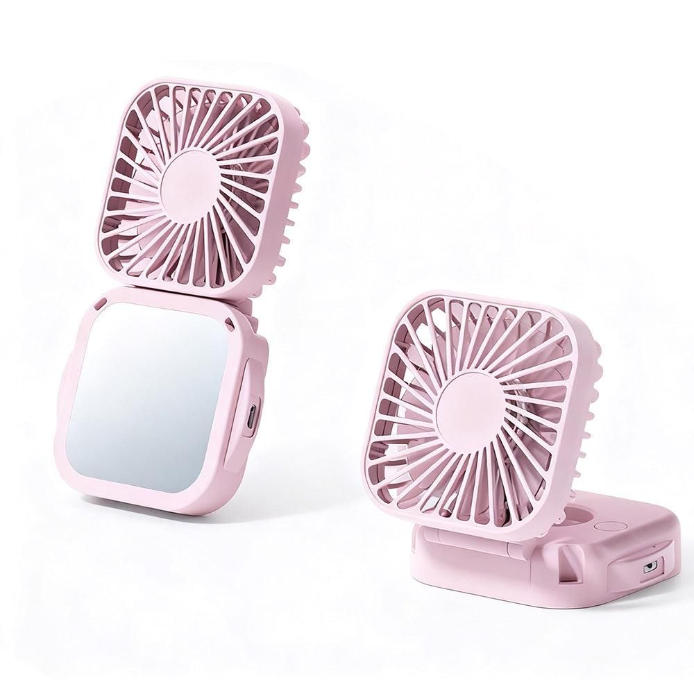 Mini Foldable Neck Hanging Fan Portable USB Rechargeable Personal Cooler Black