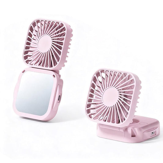 Mini Foldable Neck Hanging Fan Portable USB Rechargeable Personal Cooler Pink