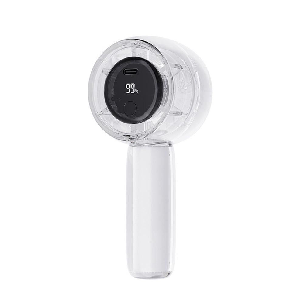 Mini Transparent Handheld Fan with LED Color Display and Rechargeable Battery Purple