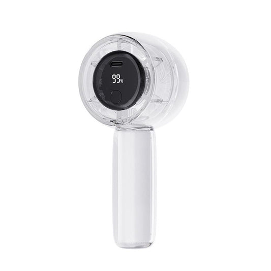 Mini Transparent Handheld Fan with LED Color Display and Rechargeable Battery White