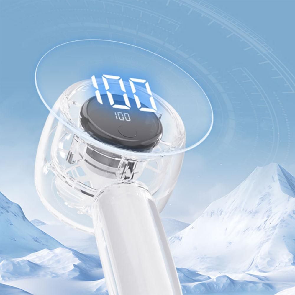 Mini Transparent Handheld Fan with LED Color Display and Rechargeable Battery White