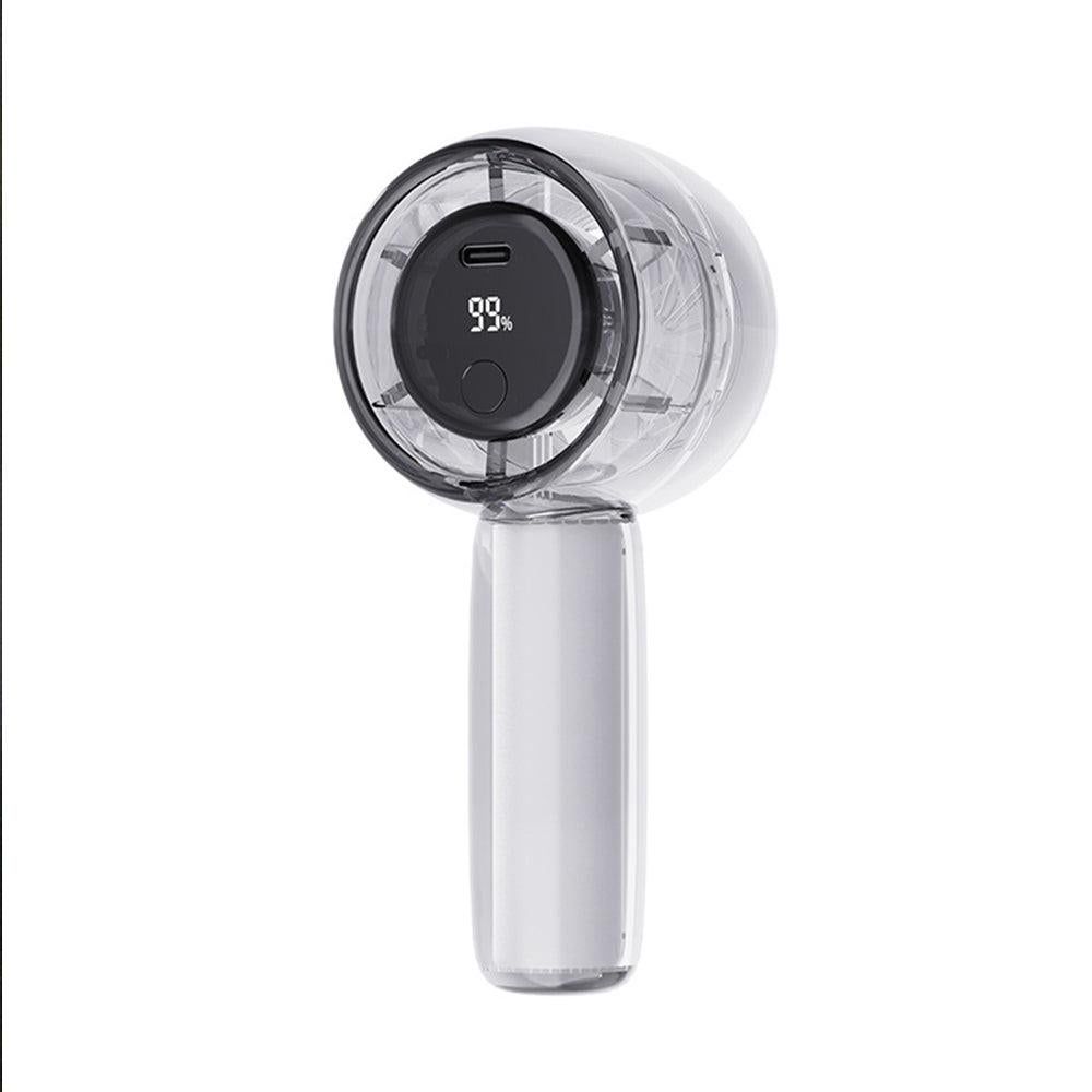 Mini Transparent Handheld Fan with LED Color Display and Rechargeable Battery White