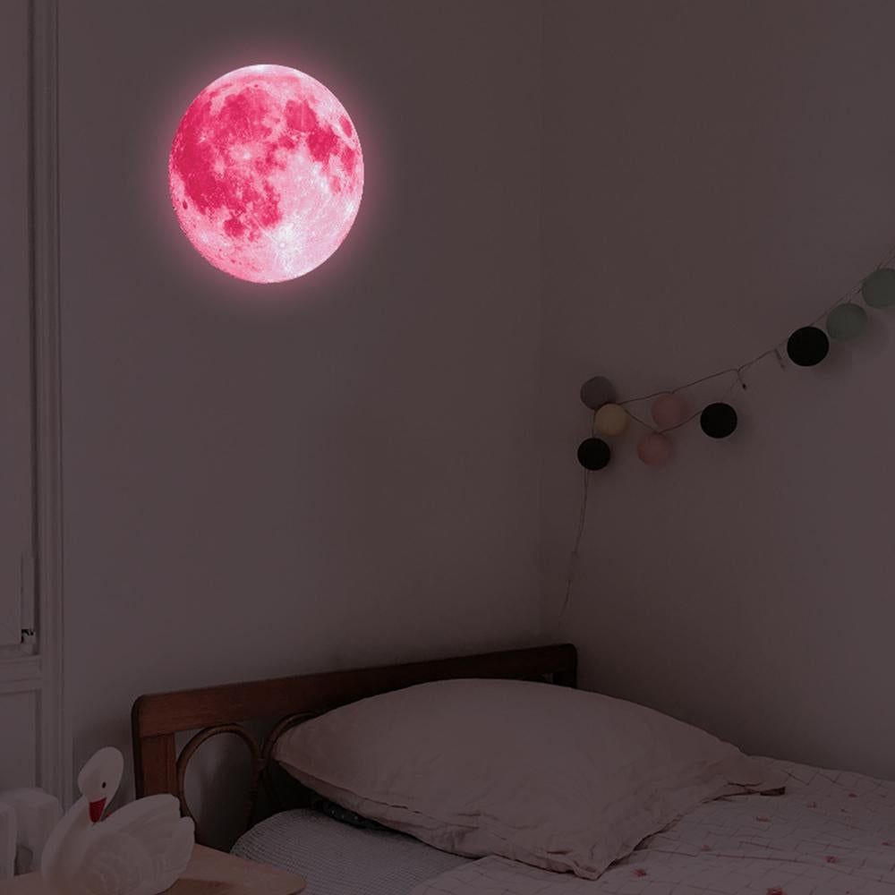30X30CM Glow in The Dark Stars and Moon for Ceiling Decorations Glow Wall Stickers -Pink