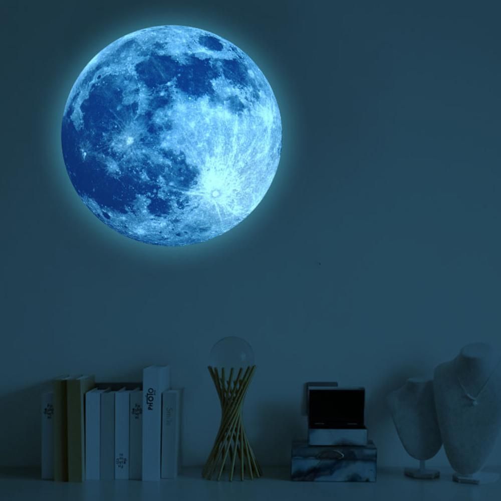 30X30CM Glow in The Dark Stars and Moon for Ceiling Decorations Glow Wall Stickers -Pink
