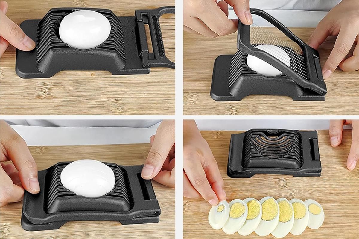 Aluminum Alloy Egg Slicer for Hard Boiled Eggs Strawberry Slicer for Salad-Black