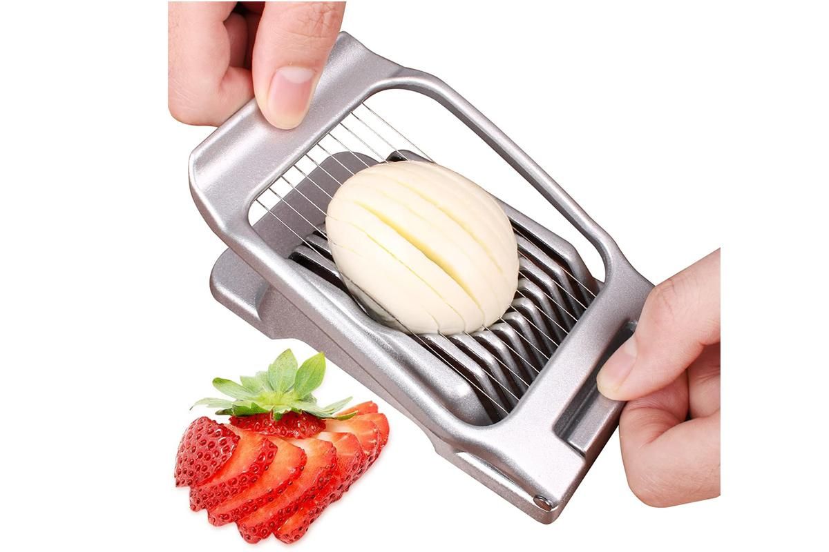 Aluminum Alloy Egg Slicer for Hard Boiled Eggs Strawberry Slicer for Salad-Black